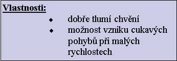 Textov pole: Vlastnosti: dobe tlum chvnmonost vzniku cukavch pohyb pi malch rychlostech