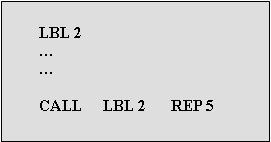 Textov pole: LBL 2CALL 	LBL 2 	REP 5